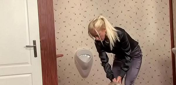  Depraved slut gets messy at gloryhole and coveered with slime
